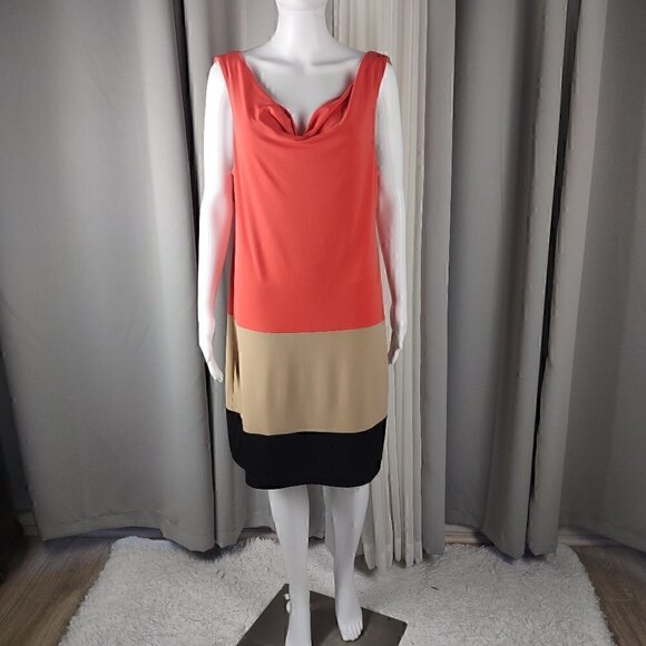 Muse Dresses & Skirts - Muse Women's, Coral, Nude, Black, Drape Neck Sleeveless Midi Dress Size 14
